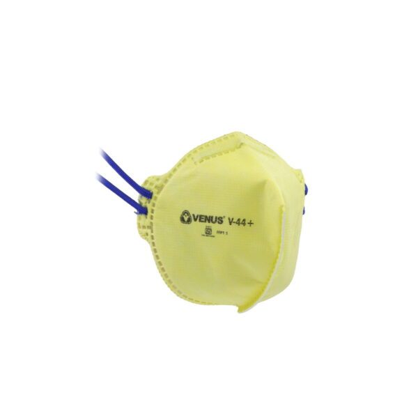 VENUS - V-44+ FFP1S | Unisex Anti-Pollution Fold Flat Face Mask | Yellow | ISI Approved | Pack of 50 - Image 2
