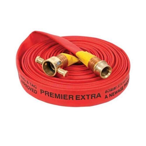 NEWAGE – 63mm X 15mtr PREMIER EXTRA Non Percolating Flexible Fire Hose With Gunmetal Coupling | Type 2 | ISI Mark