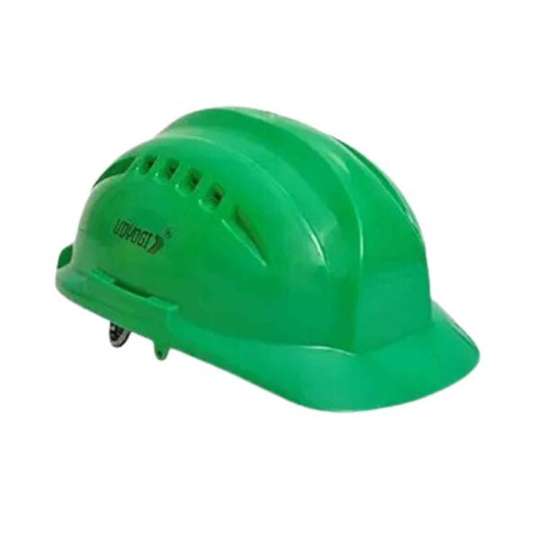 UDYOGI - Ultra Vent 7000 Series HDPE Plastic Safety Helmet | Safety Hard Hat White HDPE Cap Style Helmet | Ratchet Suspension For Work | Home and General Headwear Protection (Green | Pack of 2)