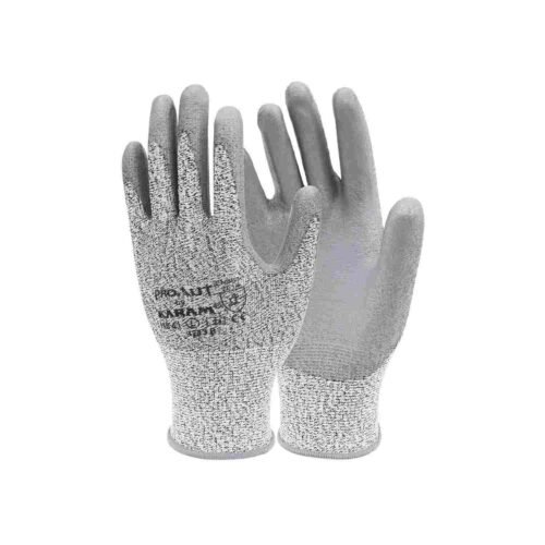 KARAM – HS41 | HPPE Liner With Grey PU Coating Hand Gloves | Large | Pack Of 12