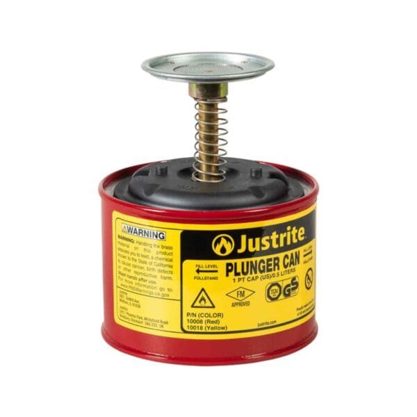 JUSTRITE - 10008 | 1 Pint Steel Plunger Dispensing Can | 0.5 Ltr