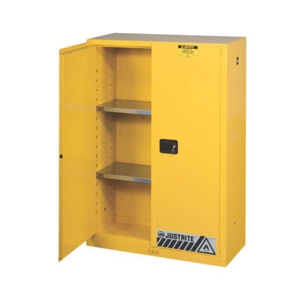 JUSTRITE - 8945001 | Safety Cabinet | 45Gal Manual Closing | Double Door with 2 Shelves - Image 2