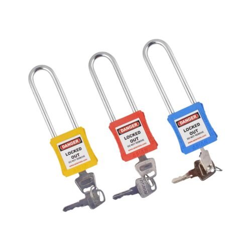 ASIANLOTO – OSHA Safety Padlock With Long Shackle And Different Key | Multicolor | Set Of 3