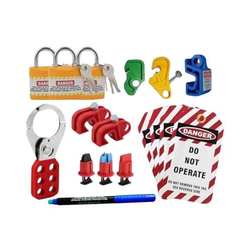 ASIANLOTO – Small Lockout Tagout Kit With Padlock Hasp Tag & MCB Lockout With Pen | ALC-SKT1