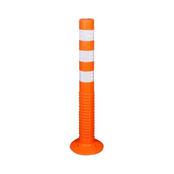 KTAUTOMATION - Flexible Spring Parking Post Barrier High Grade Polyurethane Material With 3 White Reflective Tapes Easy To Install - Orange Pack Of 2 - Image 2