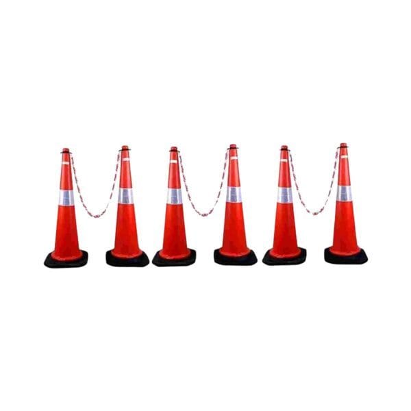 KTAUTOMATION - Traffic Safety Cone 750MM Height | 29.50 inch Pack Of 6 Red With 6 Meter Chain Red And White For Parking Construction Industries Hospitals Malls Etc - Image 2