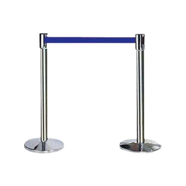 LADWA - Grade Extendable 2.25 Mtr Hook Type Stanchions Barrier Accessories Steel Barricade Que Manager | Blue | Set Of 2
