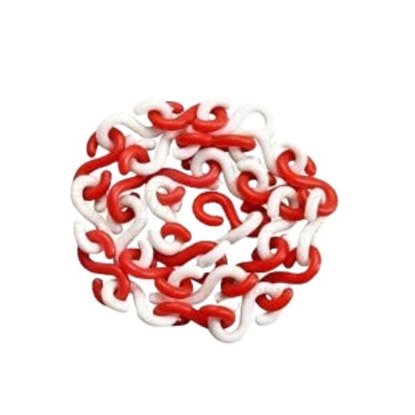 LADWA - S Hook Type Plastic Safety Barrier Cone Chain For Construction With 6mm Thickness | Red & White | 25 Meter