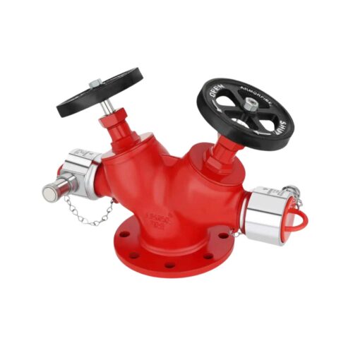 ARMORFIRE – Heavy Duty 63mm Double Headed Fire Hydrant Landing Valve | IS-5290 | Type B | ISI Marked With ABS Blank Cap And Chain