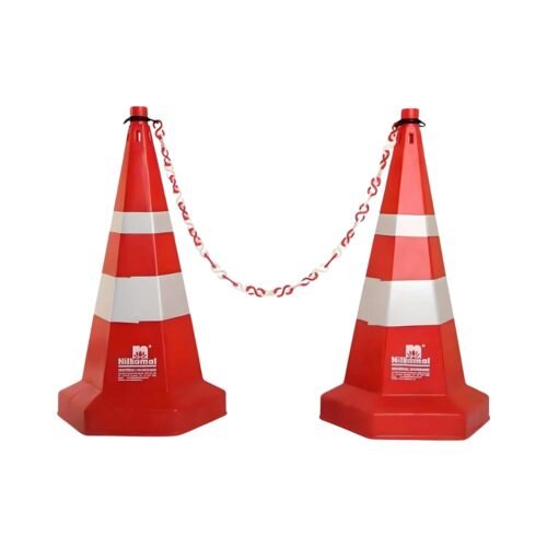 NILKAMAL – 750mm Traffic Safety Cone With 2m Chain & 2 Hooks | Pack Of 2