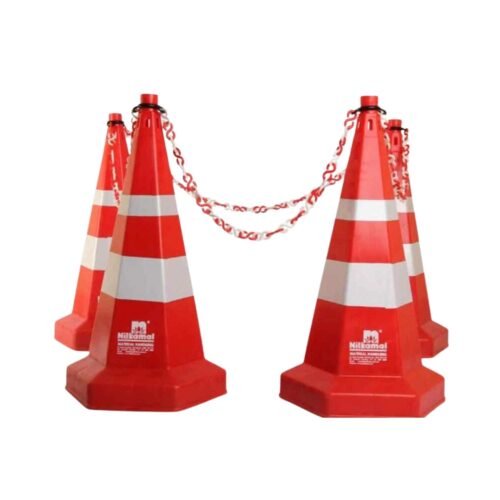 NILKAMAL – 750mm Traffic Safety Cone With 4m Chain & 4 Hooks | Pack Of 4