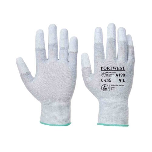 PORTWEST – A198 Antistatic PU Fingertip Gloves | Grey (A1 Level)