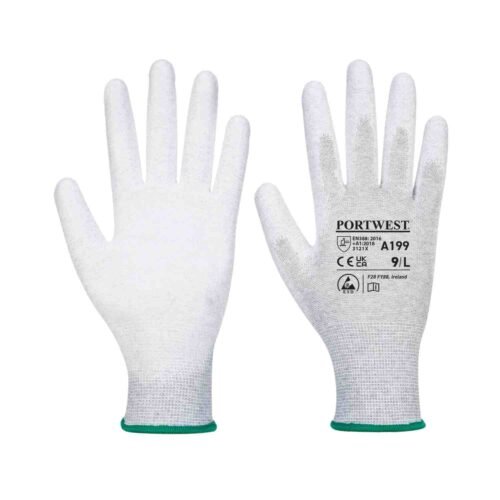 PORTWEST – A199 | Antistatic PU Palm Gloves | Grey (A1 Level)