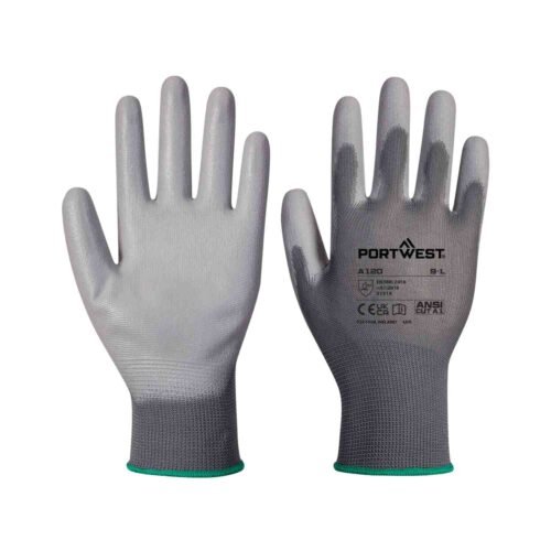 PORTWEST – A120 | Polyurethane Palm Gloves | Grey (A1 Cut Level)