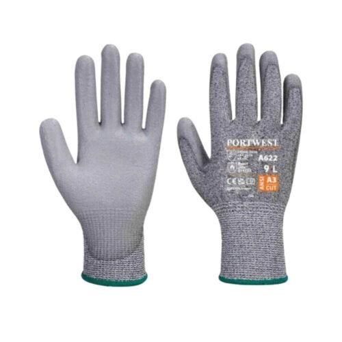 PORTWEST – A622 Cut C13 PU Gloves | Grey | (A3 ANSI Level)