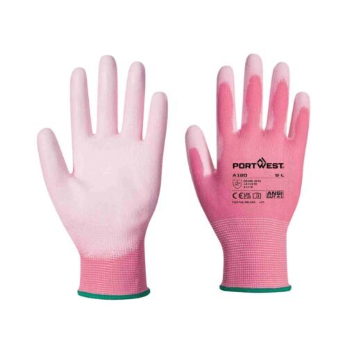 PORTWEST – A120 | Polyurethane Palm Gloves | Pink (A1 Cut Level)